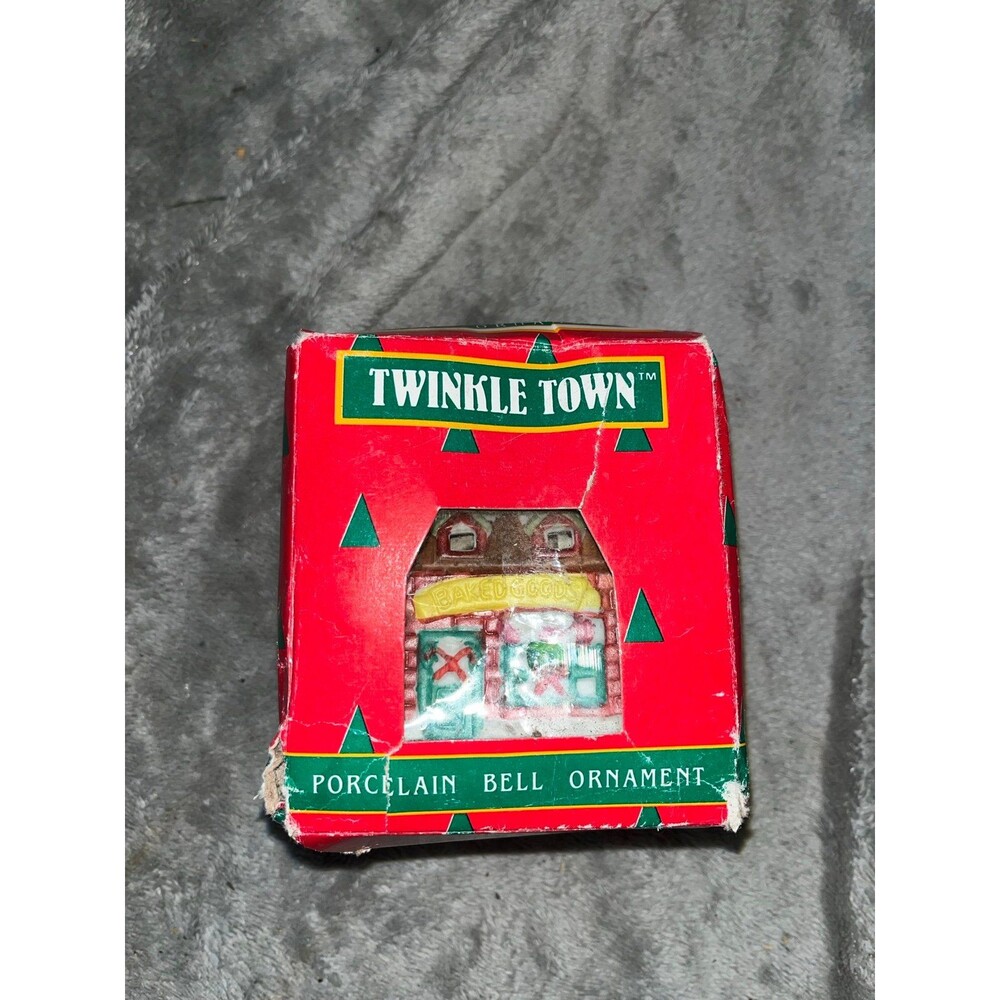 Vintage Twinkle Town Bakery Porcelain Bell Christmas Ornament